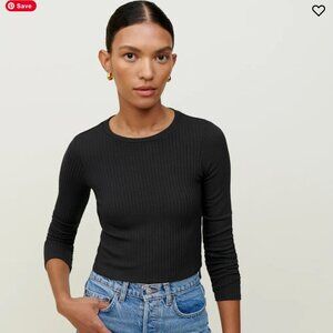 Reformation Black Crewneck Cropped Longsleeve